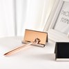 Maxdot Rose Gold Business Card Holders Stainless Steel Name Cards Display Stand Desktop Rack Organizer for Office Home Desk Accessories