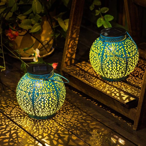 TAKE ME Solar Lanterns Outdoor Lights Waterproof Garden Hanging Lights for Patio,Outside Mothers Day Gifts Mom Wife Grandma Birthday Gifts [Set of 2]