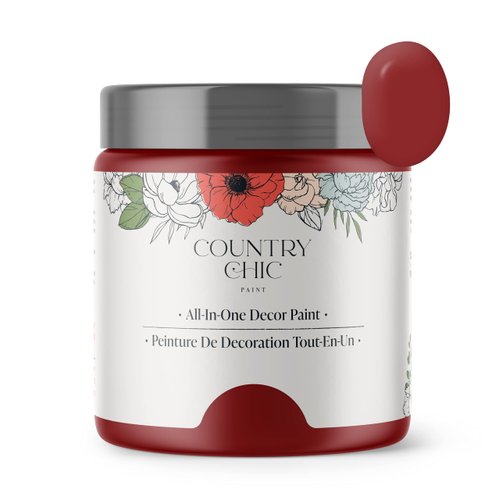 Country Chic Paint - Chalk Style All-in-One Paint for Furniture, Home Decor, Cabinets, Crafts, Eco-Friendly, Matte Paint, Paint The Town [Red] Sample 4oz