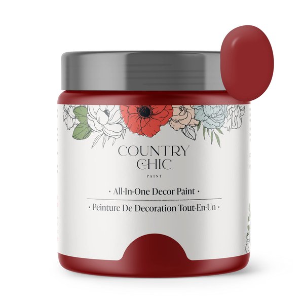 Country Chic Paint - Chalk Style All-in-One Paint for Furniture, Home Decor, Cabinets, Crafts, Eco-Friendly, Matte Paint, Paint The Town [Red] Sample 4oz