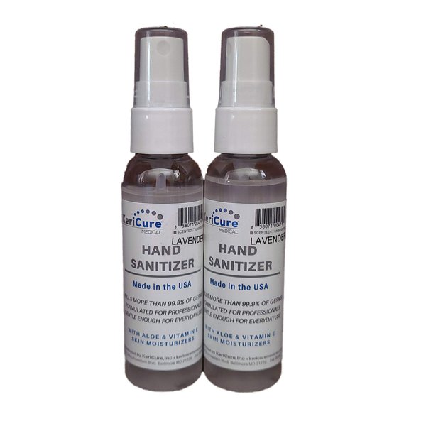 2 PACK Moisturizing Lavender and Mint Hand Sanitizer Sprays, with Organic Lavender, Peppermint Essential Oils, Aloe Vera and Vitamin E for Soft Hands, Woman Owned Small Business, Made in the USA