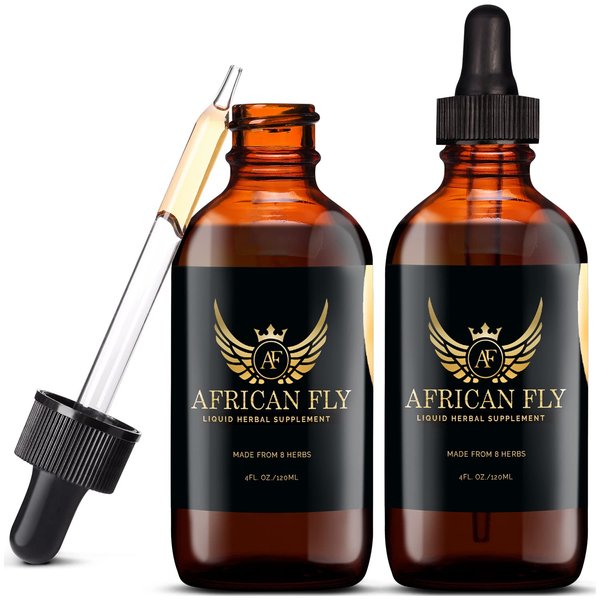African Fly Herbal Liquid Drops - All Natural Vegan Supplement for Men and Women, Energy Booster, Pre-Workout and Post-Herbal Supplement 40, 50, 60 Plus Years Old, 2-Pack