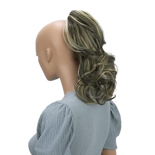 CAISHA 14" Wavy Clip On Ponytail With Butterfly Clip Hairpiece Heat-resistant Synthetic Fibres Blonde Mix H60D