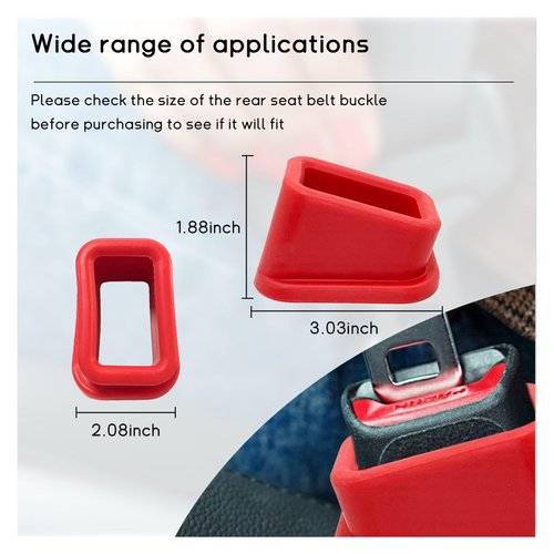 Kewucn 2 PCS Car Seat Belt Buckle Holder, Silicone Auto Seatbelt Buckle Booster, Easy Access Seat Belt Buckle Guard Cover for Kids, Universal Safety Seat Accessories for Most Cars (Red)