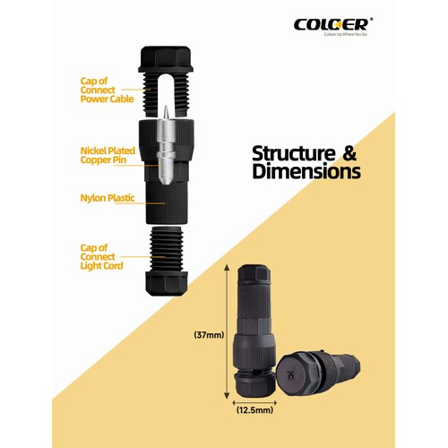 COLOER 40 Pcs Low Voltage Wire Tap Connectors Waterproof 12-20 Gauge Landscape Lighting Waterproof Cable Connector for Path Lights, Spotlights, Flood Lights, Ground Lights etc.