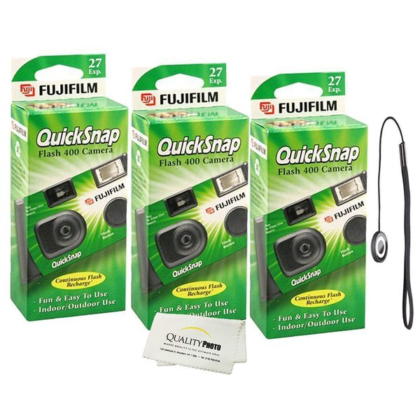 Fujifilm QuickSnap Flash 400 Disposable 35mm Camera + Quality Photo Microfiber Cloth