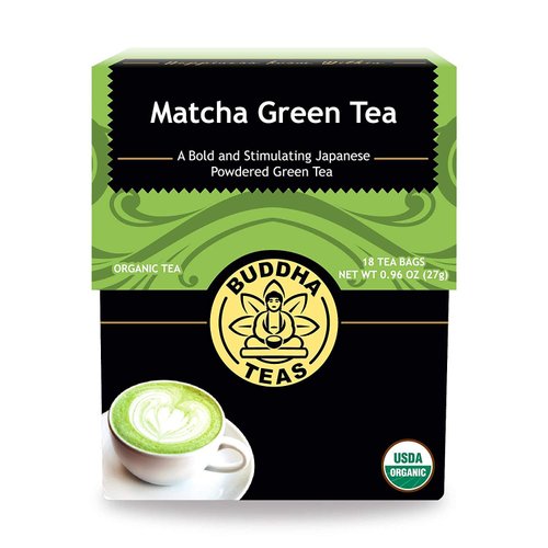 Buddha Teas - Organic Matcha Green Tea - For Health & Wellbeing - Organic Tea - With Antioxidants & Minerals - Clean Ingredients - Caffeinated - OU Kosher & Organic - 18 Tea Bags (Pack of 1)