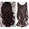 Gangel Hair Extension Invisible Hidden Wire Hair Piece Natural Hairpieces Curly Wavy Hairpiece Synbthetic Hair Fibers Elastic Long Hair Extensions(Pack of 1) (Dark Chestnut Brown(2M33))
