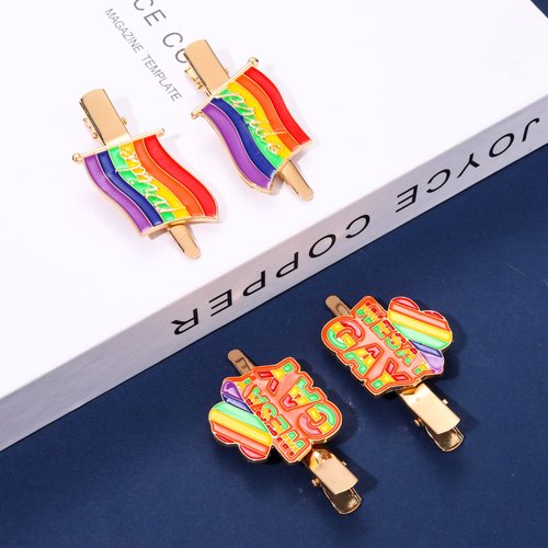 Rainbow Hair Clips Metal Enamel Pride Hairclips Gay Pride Flag Hair Barrettes Hairpin for Women Girls Lesbian Hair Clip Hair Accessories Gift (rainbow hair clip A set)
