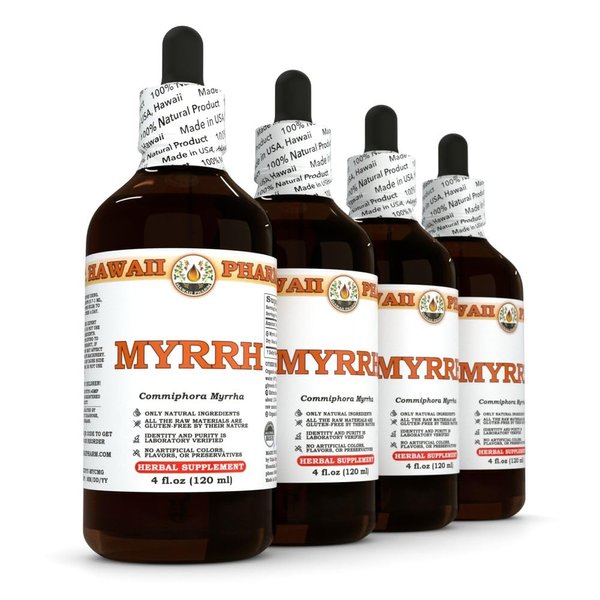 HawaiiPharm Myrrh (Commiphora myrrha) Liquid Extract, Myrrh Herbal Supplement, Made in USA 4x4 fl.oz