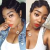 ZHENLISI Short Mommy Hair Wig Pixie Cut Human Hair Wigs Brazilian Human Hair Wig for Black Women Color Black Ocean Finger Wave Wig(1B#)