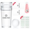 Saviland French Tip Nail Stamp -14PCS French Tip Nail Tool with Replaceable Stamper Head, Clear Silicone Nail Stamper kit French Nail Stamper with Scrapers for French Manicure Home DIY Nail Art Salon