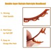 Double-layer Bang Hairstyle Headband - 1 Pack Elegant Bang Headband w/2 Pack Big Alligator Hair Clips, Hair Twister Tool Accessories for Women, Girls, Curly, Straight, Thick Hair (Brown Headband)