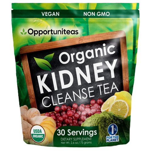 Opportuniteas Organic Kidney Cleanse Detox & Repair Tea - Matcha Green Tea, Cranberry, Lemon & Ginger. 4 Cleansing Superfoods For Drinks. Vegan & Non-GMO - 30 Servings