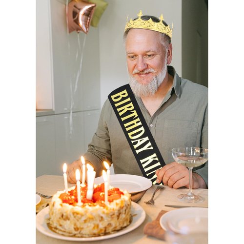 CIEHER King Crown & Birthday King Sash for Men Boys，King Crowns for Men Vintage Baroque Crown Prom King Crown Tiara Birthday King Crown Birthday Gifts For Men, Birthday Decorations for Men