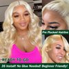 LEOSA 613 HD Lace Frontal Wig Blonde Body Wave 13x4 Lace Front Wigs for Black Women Long Yellow Blonde Pre Plucked Glueless Wigs Synthetic Golden Womens Lace Long Haired Wig