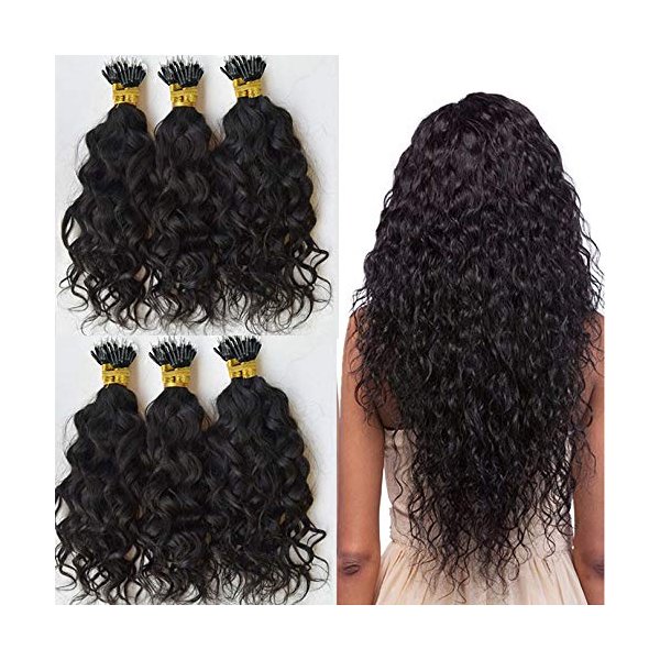 Nano Ring Real Human Hair Extensions Brazilian Loose Wave 100% Remy Hair Nano Bead Hair Extensions for Women (16inch 100strand, Natural black)