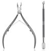 Cuticle Trimmer with Cuticle Pusher - Ejiubas Cuticle Remover Cuticle Nipper Professional Stainless Steel Cuticle Cutter Clipper Durable Pedicure Manicure Tools for Fingernails and Toenails Gray