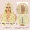 Colorful Queen 613 Blonde Wig 26 Inch Long Wavy Blonde Wigs for Women Curly Wavy Wig Middle Part Synthetic Lace Wigs for Daily Party Use Cosplay Wigs