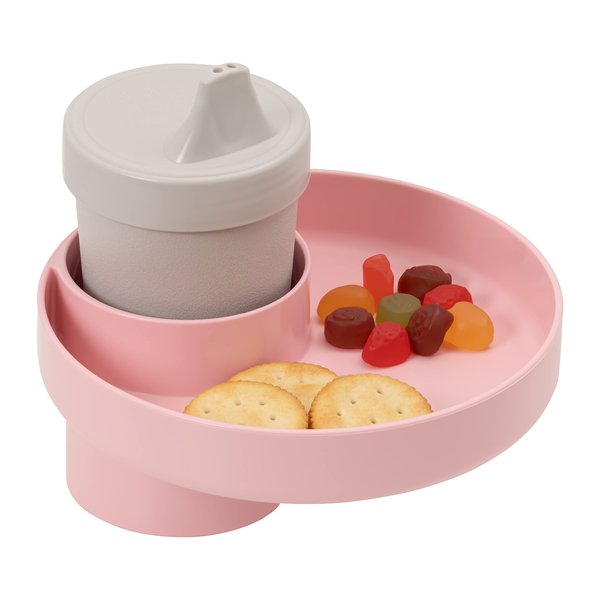 My Travel Tray/Round - USA Made. Easily Convert Your Current Cup Holder to a Tray and Cup Holder for use with Car Seats, Booster,Stroller and Anywhere You Have a Cup Holder! (Light Pink)