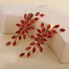 Teyglen Red Rhinestone Bridal Hair Clips Crystal Wedding Hair Barrette for Women Decorative Hair Accessories Jewelry Sparkly Crystal Hair Piece (Red)
