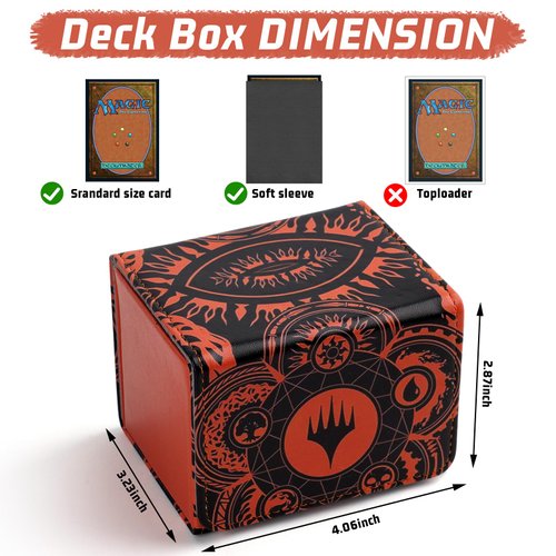 Deck Box for MTG Cards, Trading Commander Deck Case Holds 120+ Sleeved Cards, PU Leather Magnetic Collectible Card Storage Box Fits for TCG Magic Cards (Orange)