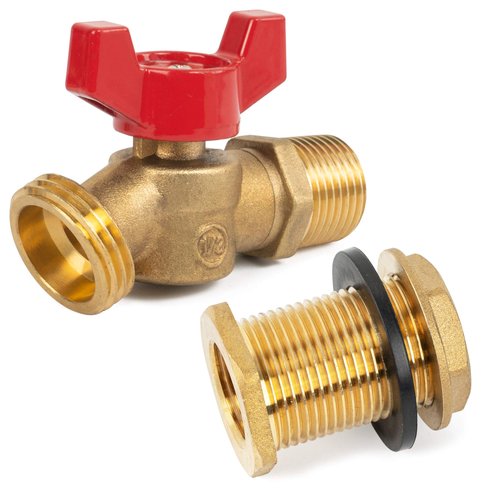 Hourleey Brass Rain Barrel Quarter, Rain Barrel Spigot Kit 1/2 inch, Rain Barrel Quarter Turn Ball Valve Spigot with Bulkhead Fitting