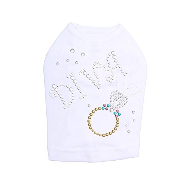 Diva with Ring Dog Shirt XL White