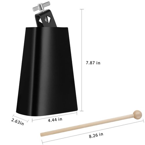 Eastrock 6 inch Metal Steel Cow Bells Noise Makers Hand Percussion Cowbell with Stick for Drum Set