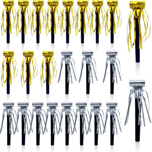LCPQMZGH 24 Pieces Party Squawkers Christmas Party Blowers Noise Makers for New Year Party Favor Supplies, Silver, Gold