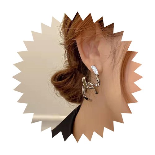 YienDoo Punk Long Tassel Drop Dangle Earrings Vintage Silver C Shaped Bar Cross Drop Earrings Studs Rock Statement Geometric Cross Earrings Prom Tassel Earrings Jewelry for Women and Girls