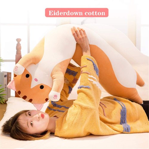 shangman Lovely Plush Cat Doll Cute Cartoon Soft Stuffed Kitten Long Throw Sleeping Pillow Toy Gift for Kids Girlfriend Multiple Size (Brown,50cm/19.6in)