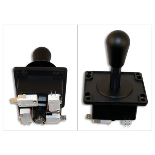 Happ Competition Style Arcade Joystick BLACK Switchable from 8-way to 4-way operation, Elliptical Black Handle, Precision 8-way