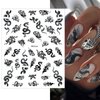 5 Sheets Black Snake Nail Art Stickers White Black Flower Big Snake Nail Decals Red Love Heart Nail Art Supplies Butterfly Star Moon Leaf Nail Art Design Decoration Accessories for Women Manicure DIY