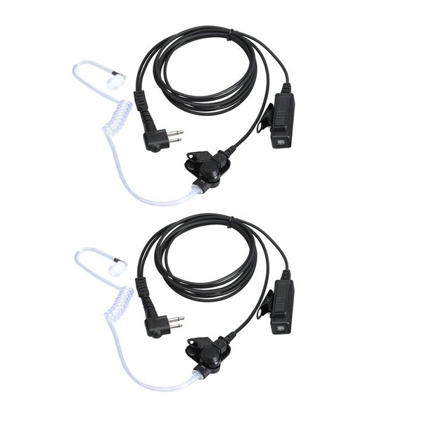 Earpieces for Motorola Walkie Talkies with Mic 2 Pin Acoustic Tube Headset and PPT for CP200 GP2000 XU1100 PRO1150 MU12 (2 Pack)