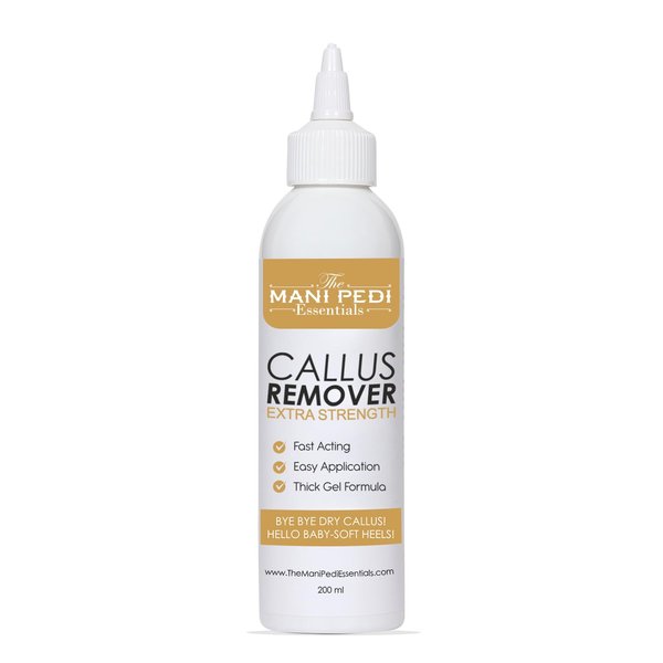 The Mani Pedi Essentials Callus Remover Gel for Feet. Extra Strength Professional Formula Removes Tough Callus Instantly. Repairs Dry & Cracked Heels. Unscented - 7 Fl Oz