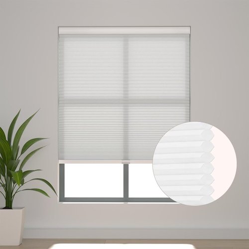 Changshade Cellular Shades Door Window Blinds Cordless Light Filtering, Honeycomb Blind Accordion Shade Indoor Pleated 1.5" Cell Easy to Install, Shade Size 28" Width×56" Height, White
