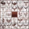 24Pcs Phoenix Stencils for Painting Reusable Firebird Drawing Stencil DIY Craft Phoenix Pattern Painting Template for Painting on Wood, Floor, Wall, Fabric and Furniture