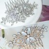 Wedding Bride Hair Comb Crystal Rhinestone Headpiece Pearl Bridal Hairpieces Sparkly Flower Bridesmaid Hair Combs Side Combs Hair Accessories for Women (Gold)