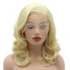 Meiyite Hair Wavy Shoulder Length 16inch Light Blonde Half Hand Tied Realistic Synthetic Lace Front Wigs