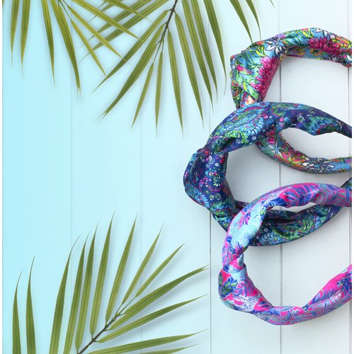 Lilly Pulitzer Colorful Knotted Headband, Wide Satin Headband, Cute Hair Accessories for Women & Girls, Walking on Sunshine