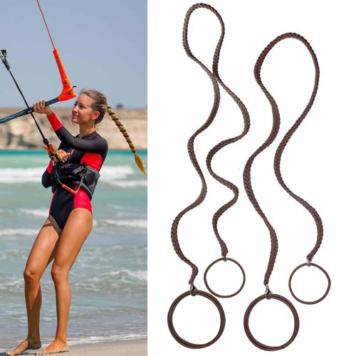 2 Packs (1PC 35"+1PC 25") Brown Hair Ties for Thick Hair, Elastic Ponytail Holders for Women Girls Stong Sports Hair Bands for Water Wind Swimming Diving Motorcycle Rides Skiing Surfing