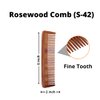 SVATV Handcrafted Rosewood Comb For Detangling Hair For Thick, Curly And Wavy Hair, Non-static And Eco-friendly With Wide Tooth For Grooming Hair Comb For Men & Women - (S-42)