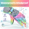 PAMAID Kids Gloves Winter Snow Gloves Waterproof Ski Gloves for Girls, Toddler Snow Gloves Outdoor Snowboard Gloves (Rainbow)