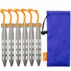 TiTo 6 Pack Titanium Tent Stakes 14X14X160mm V-Shaped Windproof Tent Nail Pegs with Carrying Pouch for Camping, Hiking, Gardening and Canopy (Silver,14X160mm)
