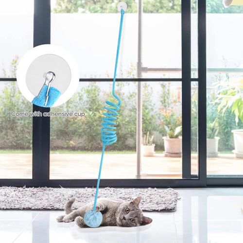 WONOWPA Cat Spring Toys, Self-Play Hanging Stretchable Cat Spring with Bell, 3 Pack Soft Plush Interactive Cat Toys for Indoor Cats Kitten Chasing and Playing