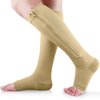 Ailaka Medical Zipper Compression Socks, 15-20 mmHg Knee High Open Toe Compression Socks for Men Women, Support Socks for Varicose Veins, Edema