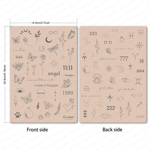 MARLLOGIVA 2pcs Tiny Tattoo Practice Skin Pad with more 80 Stencil Designs Perfect for Mastering Tiny Tattoo Essential Techniques (Pink Skin)