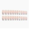 Hkanlre Bling Coffin Press on Nails Fake Nails Tips Full Cover Medium False Gradient Nails for Women and Girls 24PCS (Pearl Pink)