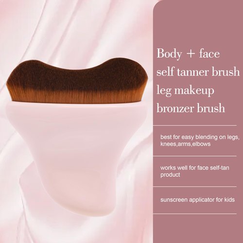 BEAUTYFACTOR Self Tanner Brush - Kabuki Brush Body Leg Makeup Brush for Self Tanner,Sunscreen - Self Tanning Mitt Bronzer Brush for Face Body Self Tan (Pink)
